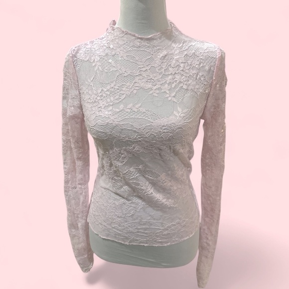 Wild Fable Light Pink Lace Long Sleeve Top | Size S | NWT - Picture 3 of 8